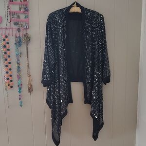 Chico's Black and Silver Sequin Cardigan